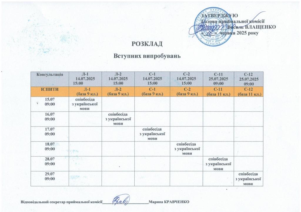 розклад